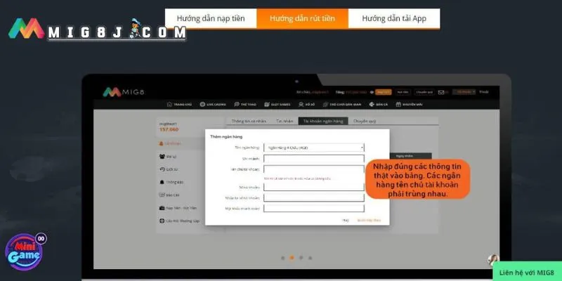 Hướng dẫn rút tiền Mig8 chi tiết